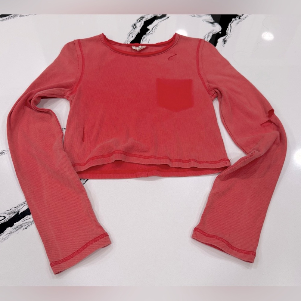 POL Women’s Long Sleeve Cotton Distressed Top Size S NWOT